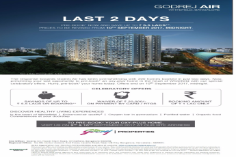 Pre book homes now and save up to Rs. 5.5 lacs at Godrej Air in Bangalore